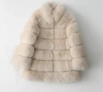 Lisa Colly ilgos Rankovės, Apykaklės Žiemos Moterys Aukšto Imitacija Dirbtiniais Kailių Paltai Striukės Kailinius, Kailis storas Paltas šiltas Fox Fur Coat Outwear