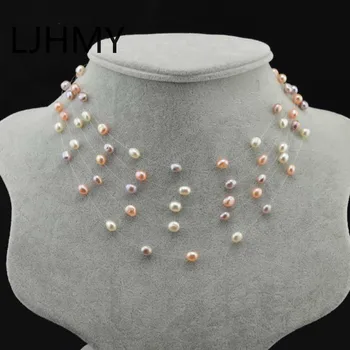 LJHMY Multi-layer Gamtos Perlas Vestuvių Karoliai Šalies Chokers Karoliai Madinga Kryptis Pearl Collares De Moda 2019