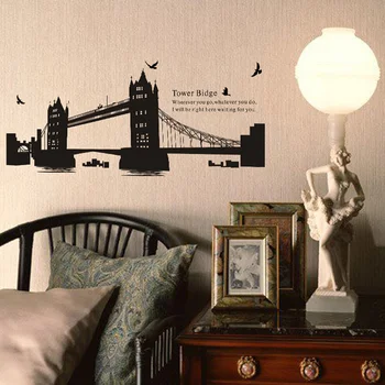 Londono Sienų Lipdukai Miesto Siluetas Anglijos Pastatas Vinilo Freskomis Kambarį Biuro sienos Meno Roterdamo Lipdukai Namų Puošybai