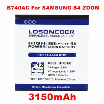 LOSONCOER 3150mAh B740AC B740AE Baterijos Samsung Galaxy S4 Zoom SM-C1010 C105 NX3000 I939D S4zoom C1010