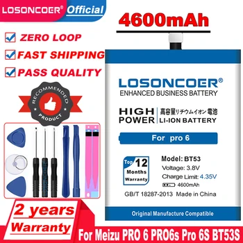 LOSONCOER 4600mAh BT53 Aukštos Kokybės Baterija Meizu PRO6 Baterija Sumanaus Telefono už Meizu PRO 6 PRO6s Pro 6S BT53S