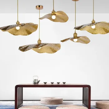 Lotus lapų liustra kūrybinė asmenybė vario lempa kavinė apšvietimas Miegamajame, Gyvenamasis kambarys paprastas baro pakabos lemputė e27
