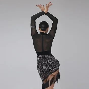Lotynų šokių sijonas moteris salsa sijonas samba kostiumas lotynų praktikos dėvėti šokių drabužiai moterims, Hip-skara šokio kostiumai leopard kutas