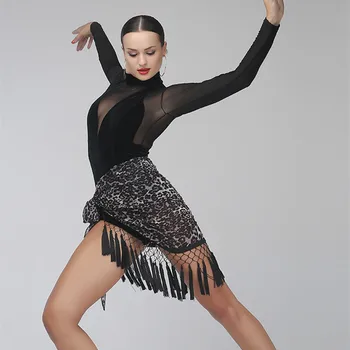 Lotynų šokių sijonas moteris salsa sijonas samba kostiumas lotynų praktikos dėvėti šokių drabužiai moterims, Hip-skara šokio kostiumai leopard kutas