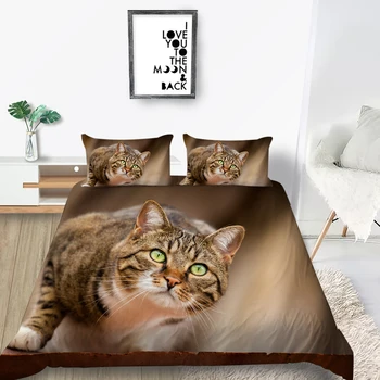 Lovely Cat Patalynės Komplektas Vieną Mados 3D Mielas Kačiukas Antklode Padengti Aukštos klasės Karalius Twin Visą Karalienė Dvigubai Unikalaus Dizaino Lovos Rinkinys
