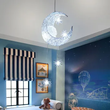 Lubų Lempos, Modernus LED Pakabukas Moon Star Liustra Vaikų Miegamajame Kabo Lempa Kalėdų Dekoracijas namų Rungtynių Šviesos