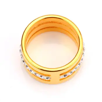LUXUSTEEL Naujas Nerūdijančio Plieno Žiedai Aukso Spalvos Prabangūs Papuošalai Žavesio cirkonis Žiedai Collier Didmeninės