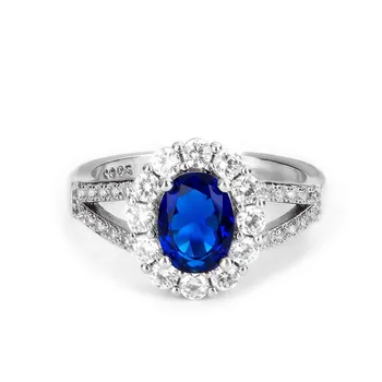 Madinga 925 Sidabro Moterų Piršto Žiedą, kad Nuotaka Vestuvių Aksesuarai, Prabangūs Krištolo Mėlyna Žiedai Mergina Papuošalai CZ Piršto Bijou