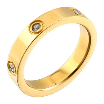 Madinga rožinė Aukso Spalvos Nerūdijančio Plieno Žiedai Vyrams, Moterims, CZ Kristalų Inkrustacijos Žiedas 