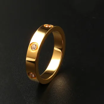 Madinga rožinė Aukso Spalvos Nerūdijančio Plieno Žiedai Vyrams, Moterims, CZ Kristalų Inkrustacijos Žiedas 
