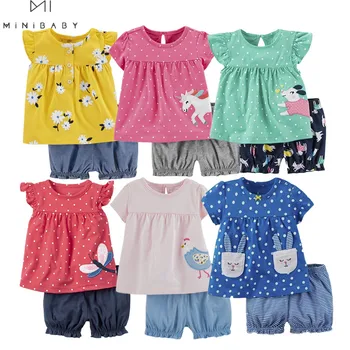 Mados 2020 Minibabies Vasaros trumpomis rankovėmis kūdikiui rinkiniai baby girl drabužiai , medvilnė mergaičių drabužių nustatyti Bamblys kūdikių drabužiai.