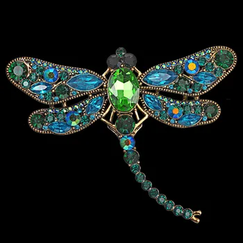 Mados Dragonfly Sagė Moterims, Vyrams Sagė Pin Derliaus Kristalų Vabzdžių Sagės Suknelė Kailis Atvartas Smeigtukai Papuošalai Dropshipping