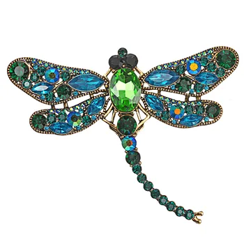 Mados Dragonfly Sagė Moterims, Vyrams Sagė Pin Derliaus Kristalų Vabzdžių Sagės Suknelė Kailis Atvartas Smeigtukai Papuošalai Dropshipping