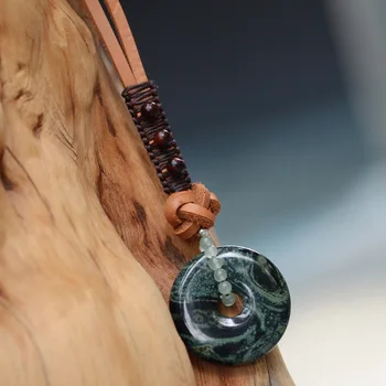 Mados etninės papuošalai Didelis Gamtos Žalios Akys Akmenys necklacetop sluoksnio odos vintage karoliai , moterų megztinis karoliai, pakabučiai
