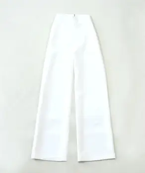 Mados juostele kostiumas moteriška vasaros Naują mėlyna balta juostele klasikiniai ilgomis rankovėmis marškinėliai + balta didelio juosmens pločio kojų kelnės dviejų dalių