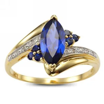 Mados Kristalų Žiedai Skanėstas Kubinių Zirconia Žiedas Moterų Piršto Rose Aukso Spalvos Vestuvių Tamsiai Mėlynas Žiedas Vestuves