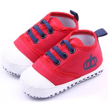 Mados Kūdikių Berniukų Balta/Raudona Minkštas Vienintelis Lovelę Bateliai Mergaitėms Medvilnės Sneaker Prewalker Naujas