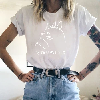 Mados Medvilnės T Shirts Camiseta Mujer Ghibli Totoro Vyrų Marškinėliai Streetwear T-Shirt Moterims, Trumpas Rankovėmis Tee Viršūnes Atsitiktinis Moterų
