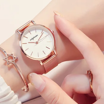 Mados Moterų Laikrodžiai Paprasta, Romantiška rožinė Aukso Žiūrėti Moterų Riešo Žiūrėti Ponios žiūrėti relogio feminino reloj mujer Dropship