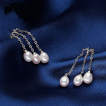 Mados Natūralių Gėlavandenių Perlų Auskarai 925 Sterlingas Sidabro kutas Perlų Papuošalai Moterims Ilgi Auskarai