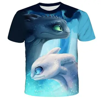 Mados vaikų vasaros T-shirt dragon treneris 3D vaikų marškinėliai mergina 3D T-shirt animacinių filmų, T-marškinėliai, vaikiški drabužiai