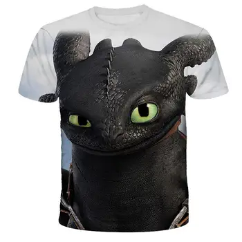 Mados vaikų vasaros T-shirt dragon treneris 3D vaikų marškinėliai mergina 3D T-shirt animacinių filmų, T-marškinėliai, vaikiški drabužiai