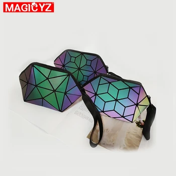 MAGCYZ Šviesos Kosmetikos Krepšys Kelionės Makiažas Maišelį Moterų Lankstymo Makiažas Krepšiai Saugojimo krepšiai Geometrinis blizgančiais Rankinėje mini krepšys