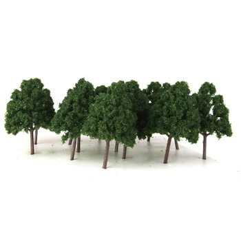 MagiDeal 25Pcs/Daug 1/150 Masto Tamsiai Žalia Modelis Medžių Traukinio Maketo Wargame Dekoracijos Diorama Sodo Park Village Dekoro Patinų
