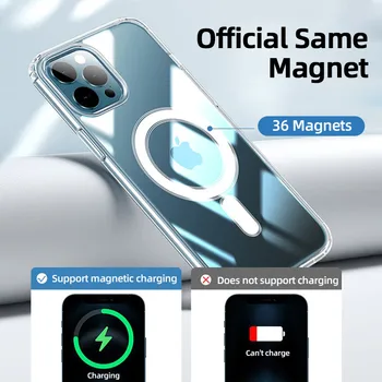 Magnectic Atveju iPhone 12 Greitas Įkroviklis Apsaugos Atveju iPhone 12 Pro Max Mini Belaidis Kroviklis Skaidri Plona Rubisafe