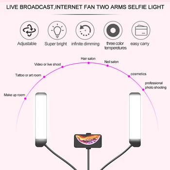 MAMEN Selfie Žiedas Šviesos diodų (LED šviesos srautą galima reguliuoti Fotografija Apšvietimo Studija 