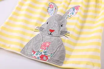 Mažas animacinių filmų rudenį naujų Europos ir Amerikos prekės ženklo medvilnės, siuvinėta bunny mergina long sleeve T-shirt