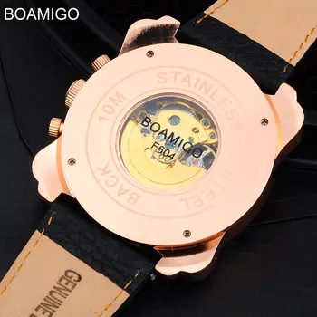 Mechaniniai Laikrodžiai Vyrams BOAMIGO Prekės ženklo Mados Sporto Skeletas Automatinis Mechaninė Laikrodžius Odinis Dirželis Relogio Masculino