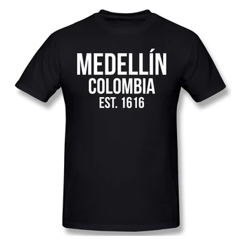 Medellin Nustatyta 1616 Kolumbija Spausdinti Medvilnės Juokinga T Shirts Narcos Vyrų Mados Streetwear