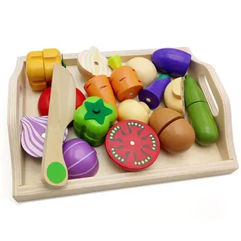 Mediniai Klasikinis Žaidimas Modeliavimas Virtuvės Serijos Žaislų Pjovimo Vaisių, Daržovių Rinkinys Žaislai Montessori Ankstyvojo Ugdymo Dovanos