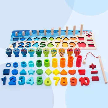 Mediniai Montessori Švietimo Žaislai Skaitmeninę Formą, Magnetinių Žvejybos Užimtas Valdybos Penkių Vienoje Vandenyno Logaritmas Valdybos Ikimokyklinio Amžiaus Vaikui Žaislas