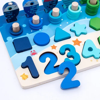 Mediniai Montessori Švietimo Žaislai Skaitmeninę Formą, Magnetinių Žvejybos Užimtas Valdybos Penkių Vienoje Vandenyno Logaritmas Valdybos Ikimokyklinio Amžiaus Vaikui Žaislas