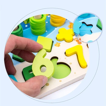 Mediniai Žaislai Montessori Ugdymo Vaikų Valdybos Matematikos Žvejybos Vaikų Ikimokyklinio Montessori Skaičiavimas Geometrija žaislai vaikams