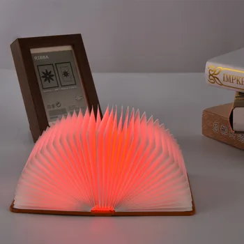 Medinis Sulankstomas Knygos LED Lemputė USB Įkrovimo naktinė lempa Namuose Papuošti Magnetinio Šiltai Balta Šviesa