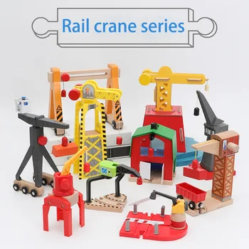 Medinių Bėgių Geležinkelio Tilto Bokštas Universalus Priedai Švietimo Žaislas Suderinama Visi Medienos Traukinio Bėgių Biro Kelio Žaislai Vaikams