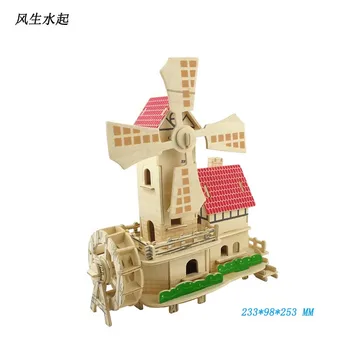 Medinės dėlionės blokai stereoskopinis 3D modelį suaugusių vaikų žaislas medinis pastatas asamblėjos modeliavimas Namas Villa