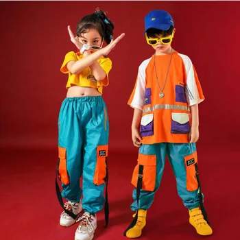 Mergaičių ar Berniukų Hip-Hop Drabužiai Vaikams Pasėlių tankų Jogger ilgas Kelnes Džiazo Šokių drabužiai Kostiumas Pramoginių Šokių Drabužiai