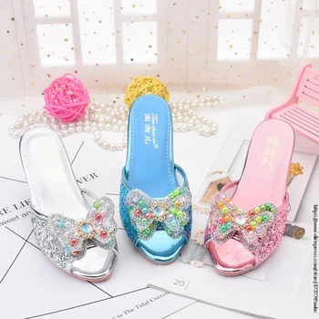Mergina Sušaldyti Elsa princesė Šlepetės nauja vaikų little girl ' s crystal batai vaikams veiklos batai mokyklos sandalai mergaitė vaikai