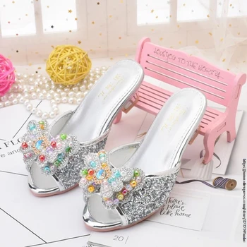 Mergina Sušaldyti Elsa princesė Šlepetės nauja vaikų little girl ' s crystal batai vaikams veiklos batai mokyklos sandalai mergaitė vaikai