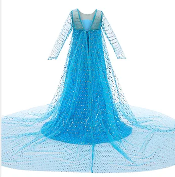 Merginos Elsa Blizgučiai Šalis Princesė Dress Kūdikių Mergaičių Vasaros Elegantiškas ilgomis Rankovėmis Mėlyna Helovyno Karnavalas Kostiumas vaikams Vestuvinė Suknelė