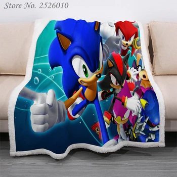Mesti antklodę, Sonic the Hedgehog 3D Aksomo Pliušinis Antklodė Lovatiesė Vaikams Mergaitėms Sherpa Sofos Antklodė Antklodė Padengti Kelionės 05