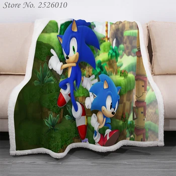 Mesti antklodę, Sonic the Hedgehog 3D Aksomo Pliušinis Antklodė Lovatiesė Vaikams Mergaitėms Sherpa Sofos Antklodė Antklodė Padengti Kelionės 05