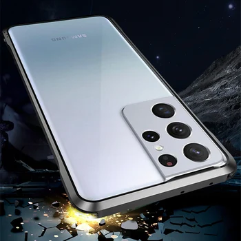 Metalo Bumper Case for Samsung Galaxy S21 / S21+ / S21 Ultra Atvejais Prabanga oro Pagalvė Anti-Rudenį Aliumininiai telefono dėklas
