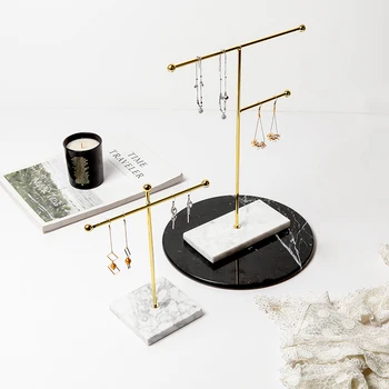 Metalo stalčiuko su marmuro bazės Mados šiuolaikinės juvelyrikos žiedą, karoliai, auskarai stendas stalo apdailos WY706