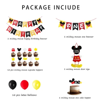 Mickey Mouse Gimtadienio Dekoracijas, Reklama, Balionai Prekių Berniukų, Mergaičių Pirmasis Gimtadienis su Tortas Topper