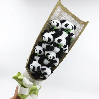Mielas animacinių filmų panda pliušinis žaislas su dirbtinių gėlių animacinių filmų puokštė kūrybos Gyvūnų Valentino Diena/baigimo dovana